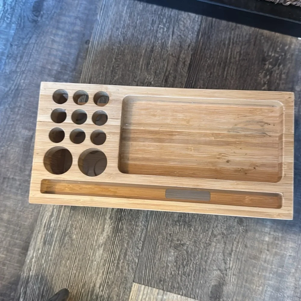 Bamboo Desk or makeup Organizer with Pen and Phone Slots